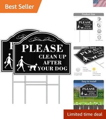Clean Up After Your Dog Sign – 2 Pack, 12.6×9.5in, Double Sided for Visibility