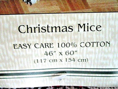 NEW 46″ x 60″ Easy Care «CHRISTMAS MICE» Sears Natural Cotton AFGHAN COLLECTION