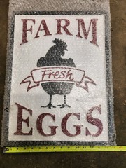 Upper Deck Farm Fresh Eggs Sign Metal 19.5″ Red Black White Farmhouse Vertical