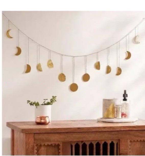 Urban Outfitters 40 Inch Moon Phase Wall Hanging Garland Gold Home Decor