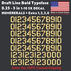 1-10 5x+ DRAFTLINE Outdoor Vinyl Decal Numbers for Mailbox Door Address Lockers