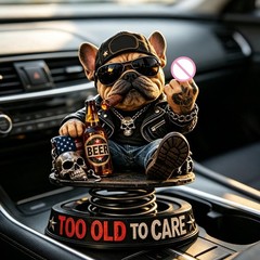 Funny Resin Bulldog Bobblehead Too Old To Care Nodding Dashboard Dog