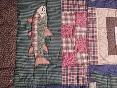 Rustic Cabin Lodge Patchwork Quilt Throw Moose Fish Pine Tree Applique 50×58