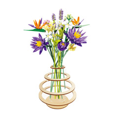 7 in Wooden Acrylic Puzzle Flower Vase Home Decoration for Bouquet Building Set
