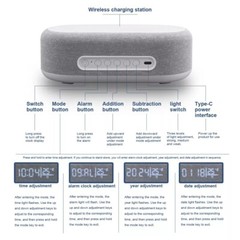 4 in 1 Multi-Function Alarm Clock Display Wireless Charging for Smartphones