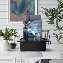 WICHEMI Tabletop Water Fountain with LED Lights Indoor Waterfall Fountains Relax