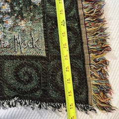 Barbara Mack Antiquarian Tapestry Woven Fringed Throw Blanket 56”x44” Flawed