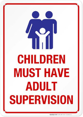 Children Must Be Supervised Pool Sign, 10×14″, Rust-Free Aluminum, USA Made