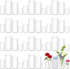 48 Pack Clear Acrylic Cylinder Vases for Weddings, Home Decor & Centerpieces