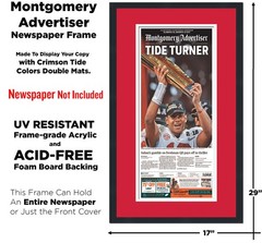 11×22 Newspaper Frame With Red and White Double Mat
