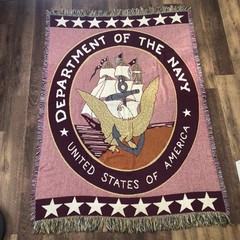 US Navy Tapestry Throw Blanket Eagle Ship Navy Seal Military Americana 5ft x 4ft