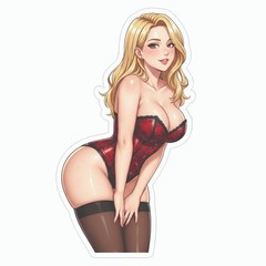 Pinup girl Anime sticker vinyl decal corset busty cheeky sexy seductive YY