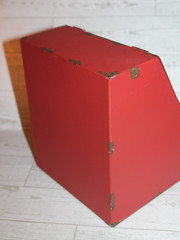 Audrey’s Farmhouse Red Metal Distressed Counter Storage Bin Country Farm NEW