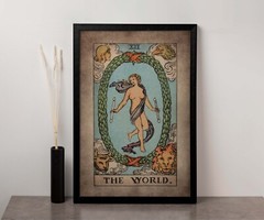 Tarot Card The World framed canvas print or poster Magic vintage wall Home Decor