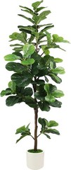 6FT Artificial Fiddle Leaf Fig Tree with White Planter & Fake Moss, Realistic