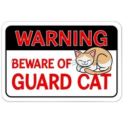 Warning Beware of Guard Cat 9″ x 6″ Metal Sign