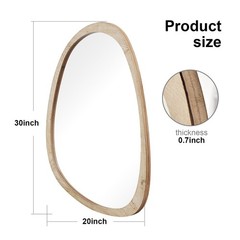 Irregular Mirror for Decor,Wood Frame Asymmetrical Wall-Mounted Mirror, Large…