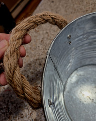 Galvanized Steel Metal Oval Bucket;Rope Handles; 11.75″L x7.5″Wx 5.75H;Decor Bin