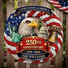 American Freedom Years Wooden Sign Patriotic Decor Home Wall Art Gift