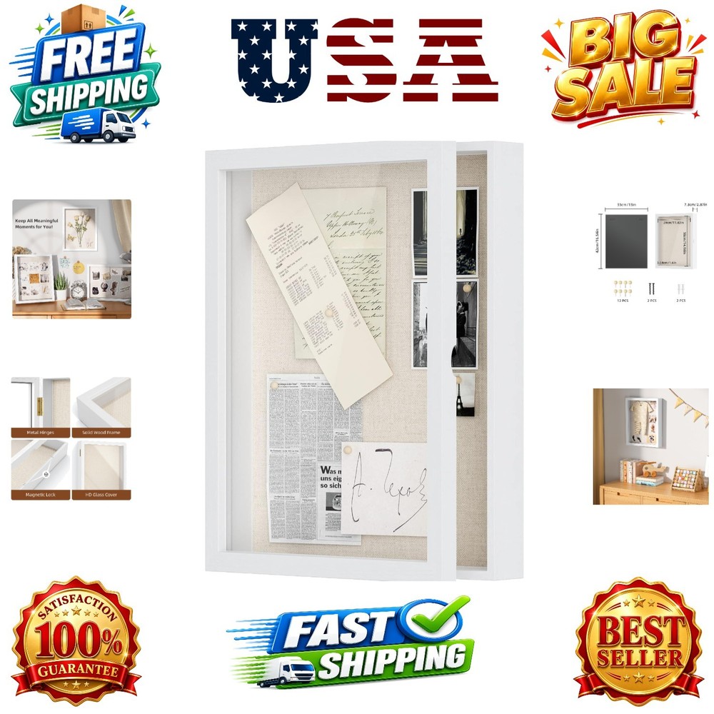 Shadow Box Frame 13×16.5 inch, Large Shadow Box Display Case with Linen Back …
