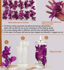 12 Pcs Purple Artificial Orchid Flower for Floating Candle Centerpieces, Faux…