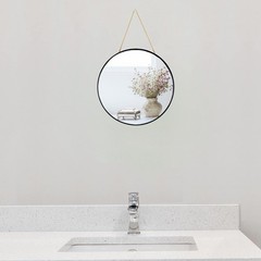 1 PCS 11.8 Inch Black Small Round Bathroom Wall Mirror Circle Decorative Mirror