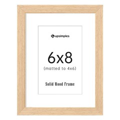 6×8 Picture Frame, Natural Solid Wooden Picture Frames, Display 4×6 with Mat …