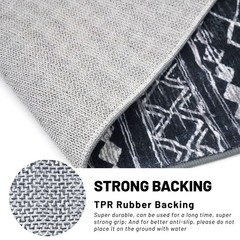 KUTA Boho Runners for Hallways 2×8 Black Moroccan Washable Runner Rug Non-Sli…