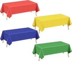 4 Pcs Red&Blue&Green&Gold Series Rectangle Tablecloth, 54×72″ Solid Color