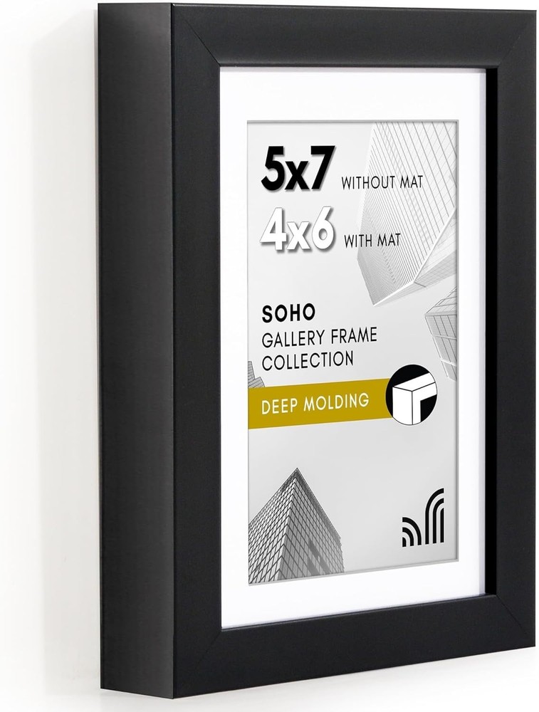 5×7 Picture Frame with Shatter-Resistant Glass – Use as 4×6 Frame with Mat