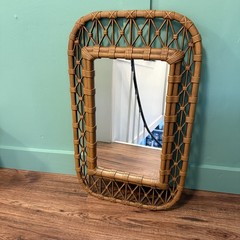Vintage Tiki Style Wall Mirror Midcentury Modern 1981 Molded Plastic Burwood Co