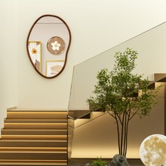 Irregular Wall Mirror Asymmetrical Accent Mirrors Modern Wood Frame Decor Mirror