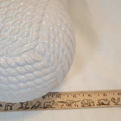 Ceramic Rope Decorative Sphere Orb Home Decor 7in White Nautical Beach Carpet