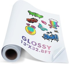 Koala Printable Vinyl Sticker Paper Roll for Inkjet Printer 13″X32.8 FT Glossy