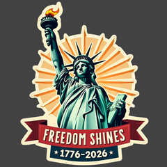 Americana Sticker Vinyl Decal Statue of Liberty Freedom Shines 1776 2026