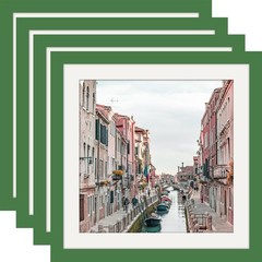 4 PCS 10×10 Green Picture Frames Square Classic Natural Wood Wall Tabletop