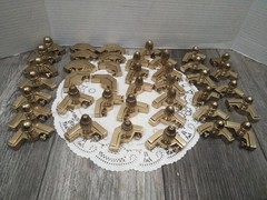 VTG. BRASS STAIR RODS BRACKETS W/ FINIALS » MIXED LOT OF SIZES & DESIGN (45-PK)