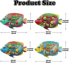 9 Inches Metal Fish Wall Art, Coastal Beach Nautical Hanging Decor 4 Pack