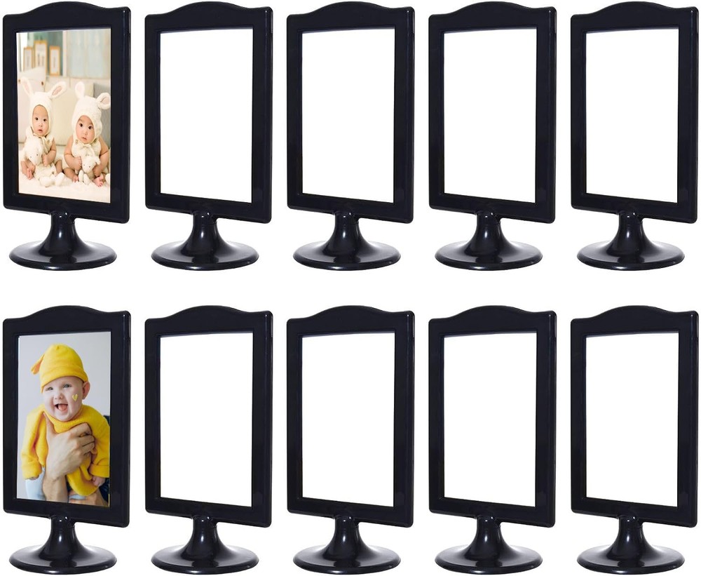 Double Sided Standing Picture Frames – (Black, 10 Count) 4×6 Inch, Plastic Pe…