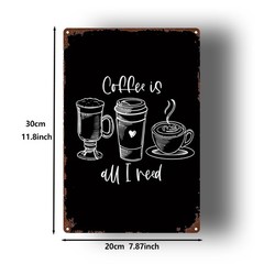 Metal Coffee Cup Tin Sign 8×12 Inches Vintage Distressed