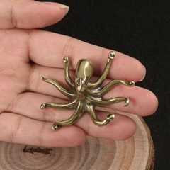 Vintage Style Solid Brass Pure Copper Sea Animal Octopus Figurine Statue