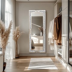 Full Length Mirror Dressing Standing Hanging Rectangle Floor Mirror Crystal 63″