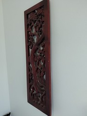 Rustic Home Decor Floral Wood Carved Wall Panel Asian Wood Wall Decor Plaque