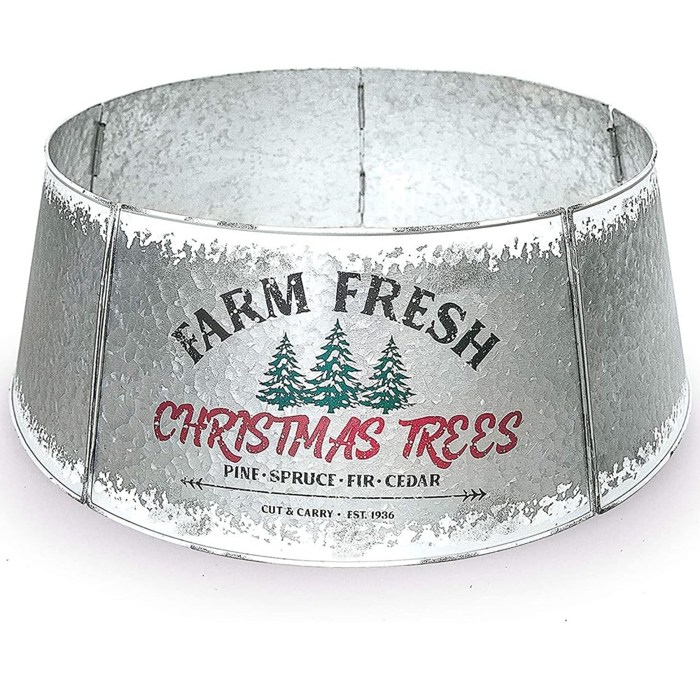 Galvanized Christmas Tree Collar – Adjustable Metal Skirt for Large to Small …