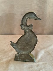 1987 Upper Deck Door stop Brass Friendly Goose with bow Vintage Duck