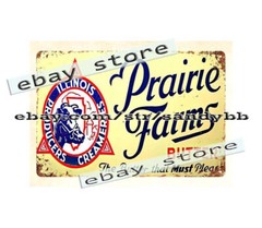 CREAMERIES PRAIRIE FARMS BUTTER ILLINOIS metal tin sign old living room walls