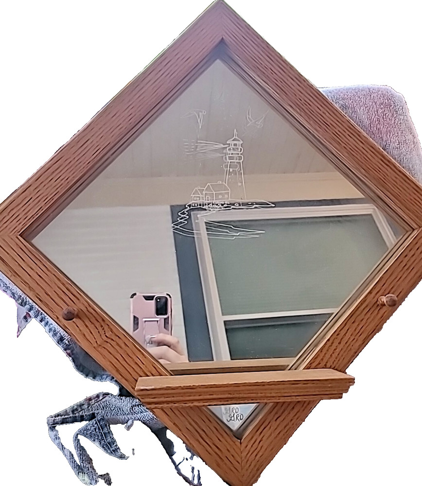 Window looks Mirrored shelf with hooks entry way shelf