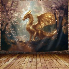 Trippy Purple Dragon Wall Hanging, Medieval Fantasy Animals Cool Dragon Tapes…
