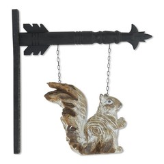 White Washed Sitting Squirrel Arrow Replacement Sign by K&K Interiors