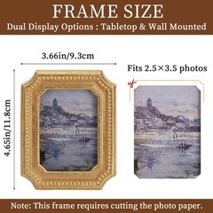 2.5×3.5 Vintage Picture Frame – Antique Gold Wallet Size Picture Frames 2.5 X…